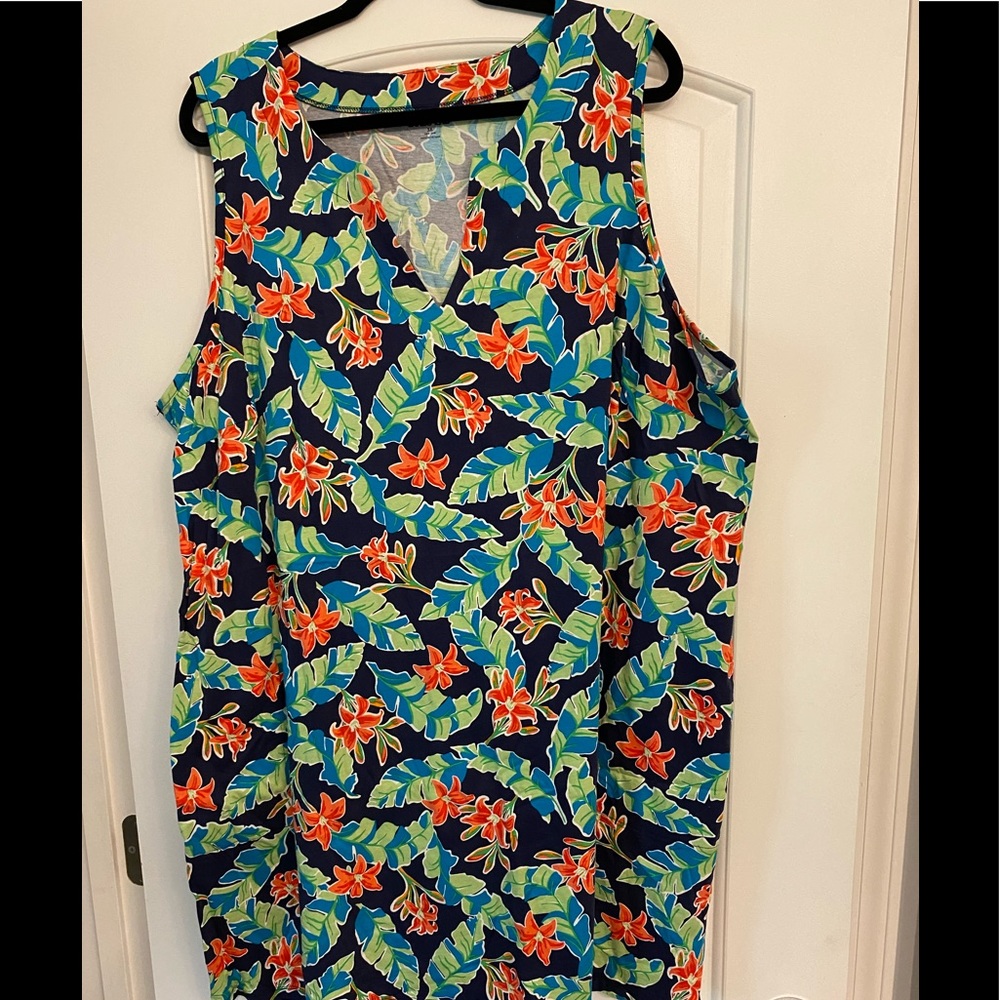 LAND’S END Orange/Green/Black/ Blue Swimsuit Coverup  3X  EUC